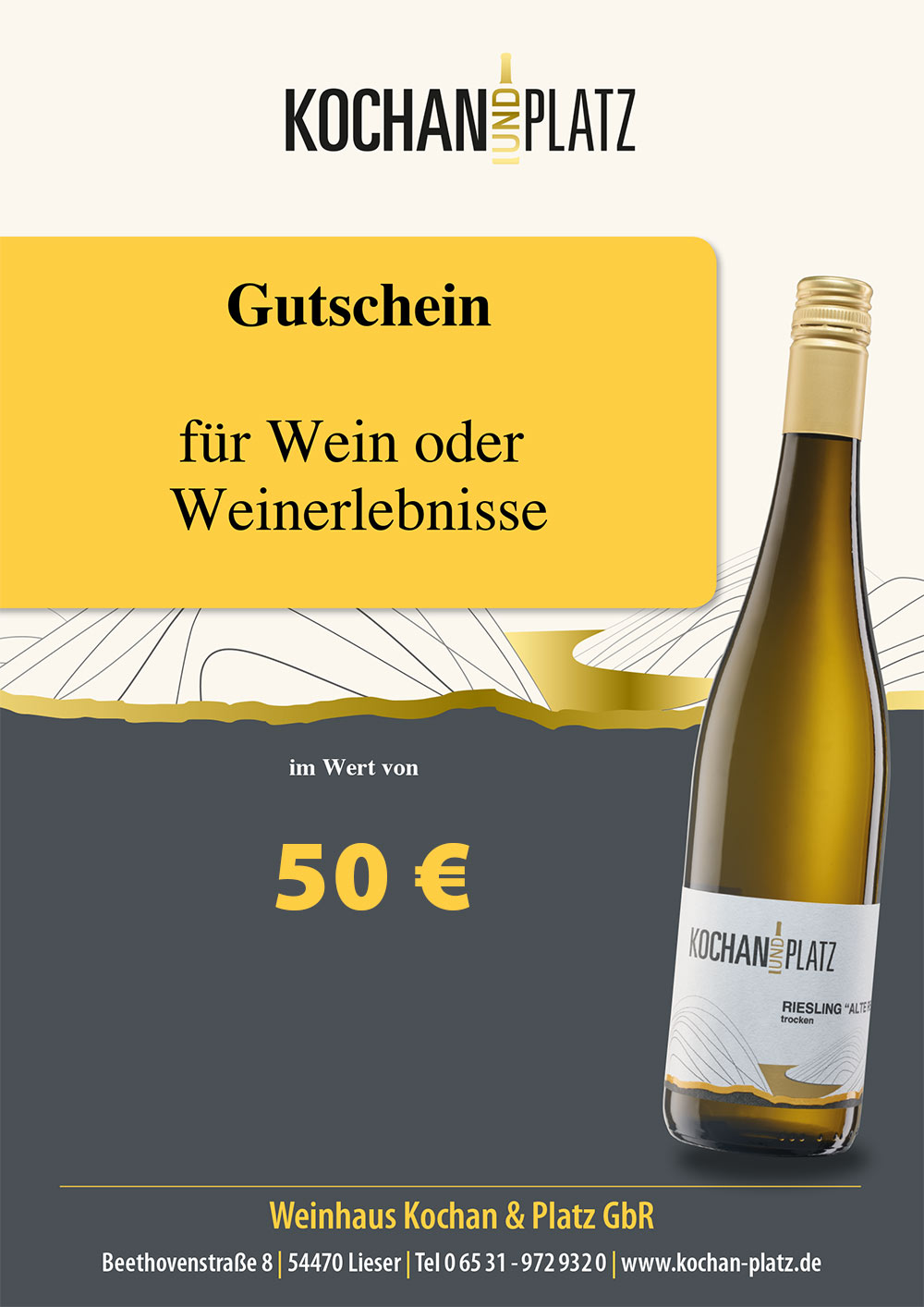 Wertgutschein für Wein oder Weinerlebnisse, z.B. Schiffsweinprobe oder Let´s GO Mosel